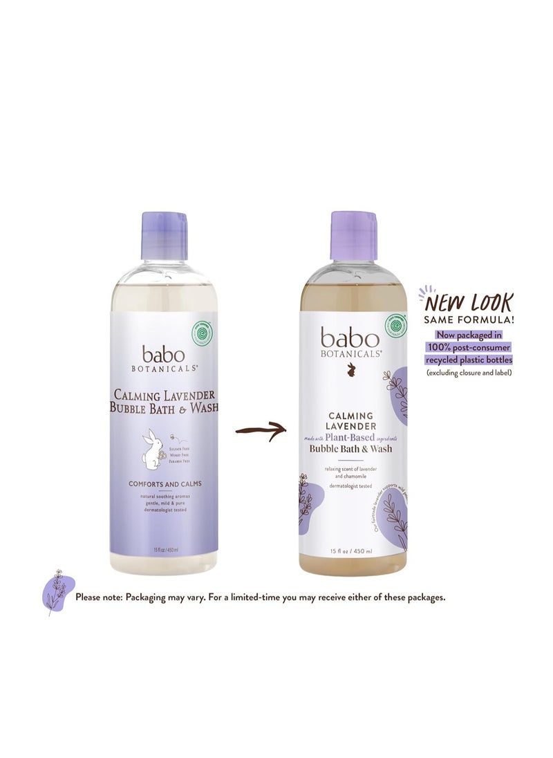 Babo Botanicals Calming Lavender 2-in-1 Bubble Bath & Wash - Relaxing Chamomile & Lavender - EWG Verified- Vegan- For all ages- Scented with Lavender Essential Oil - 1 or 2-Pack