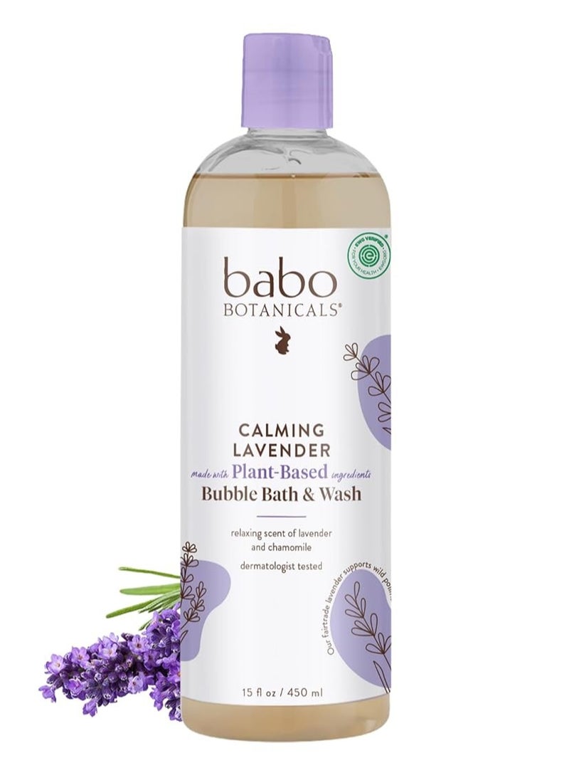 Babo Botanicals Calming Lavender 2-in-1 Bubble Bath & Wash - Relaxing Chamomile & Lavender - EWG Verified- Vegan- For all ages- Scented with Lavender Essential Oil - 1 or 2-Pack