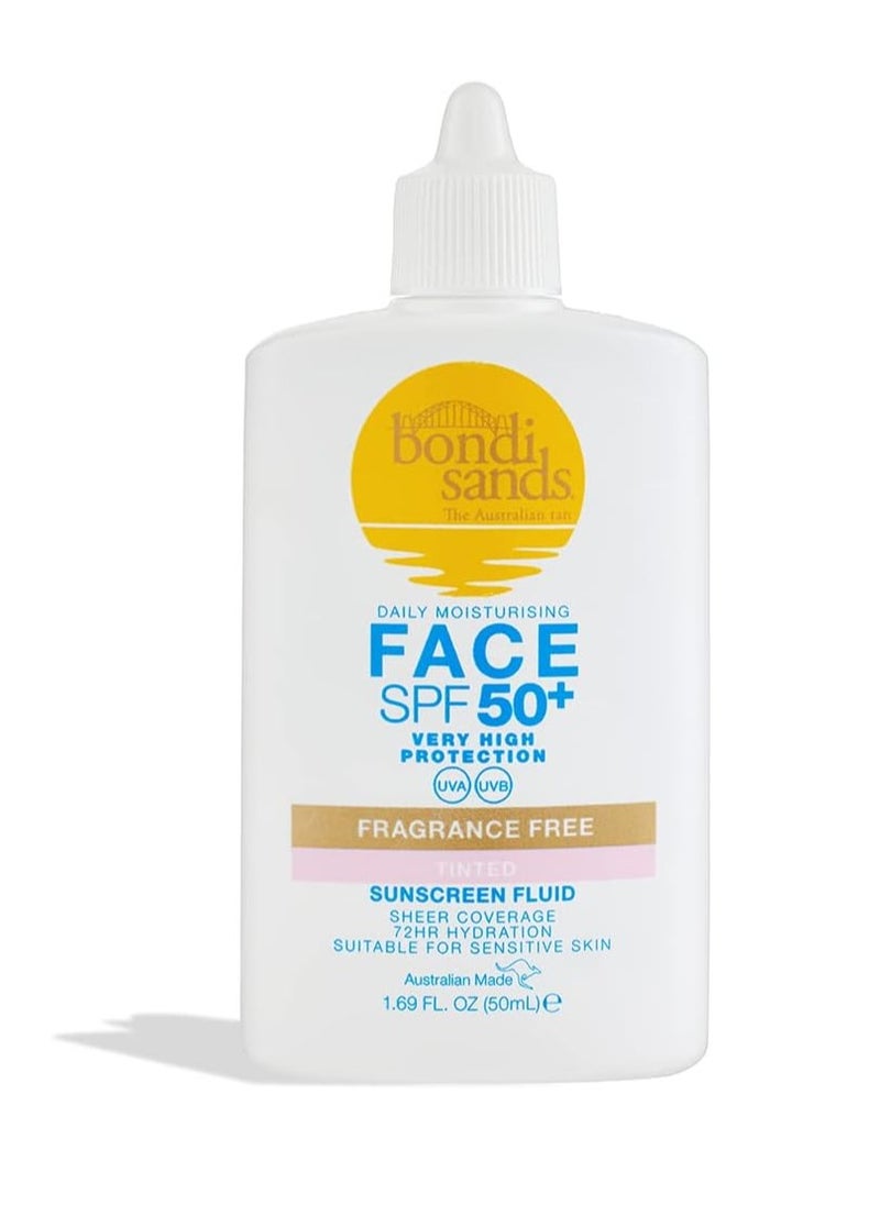 SPF 50 Fragrance Free Tinted Face Fluid 50mL UVA and UVB Protection Suitable for Sensitive Skin Cruelty Free 50ml 1 69 FL Oz