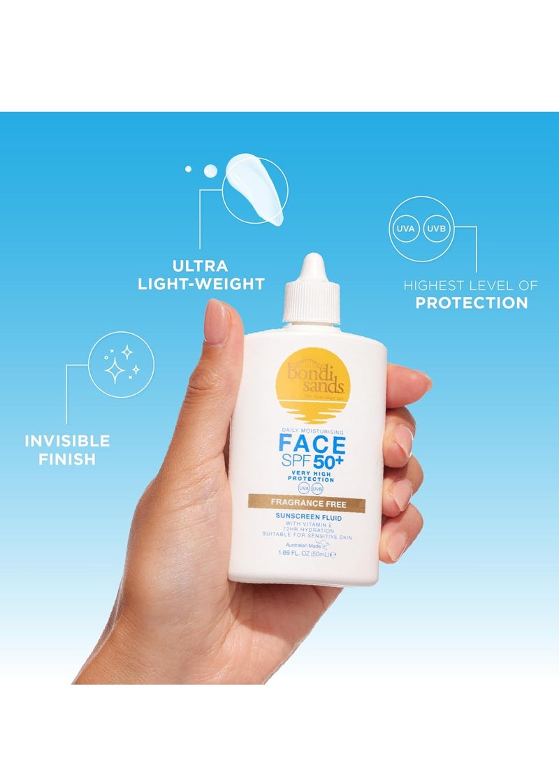 SPF 50 Fragrance Free Face Fluid 50mL UVA and UVB Protection Suitable for Sensitive Skin Cruelty Free 50ml 1 69 FL Oz