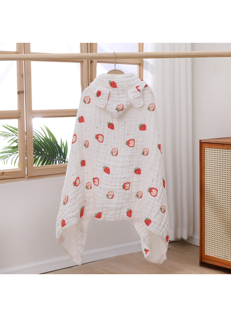 Soft Cotton Hooded Baby Bath Towel Smiley strawberry