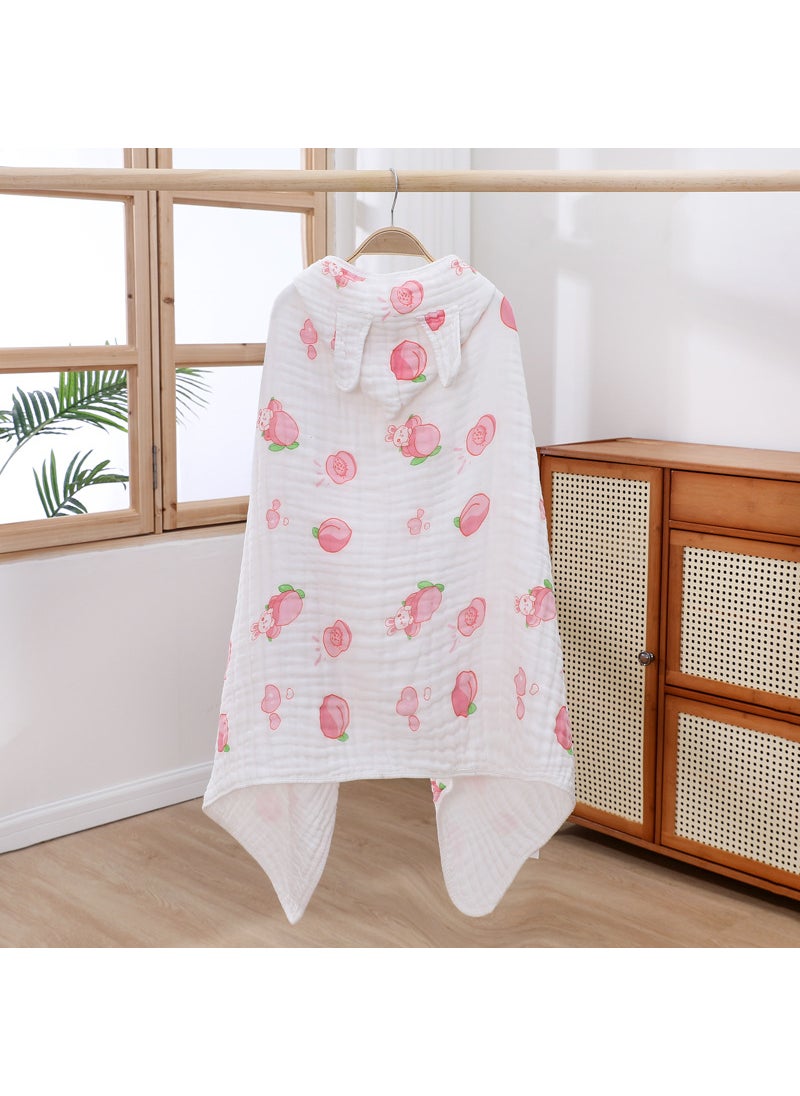 Soft Cotton Hooded Baby Bath Towel Peach rabbit