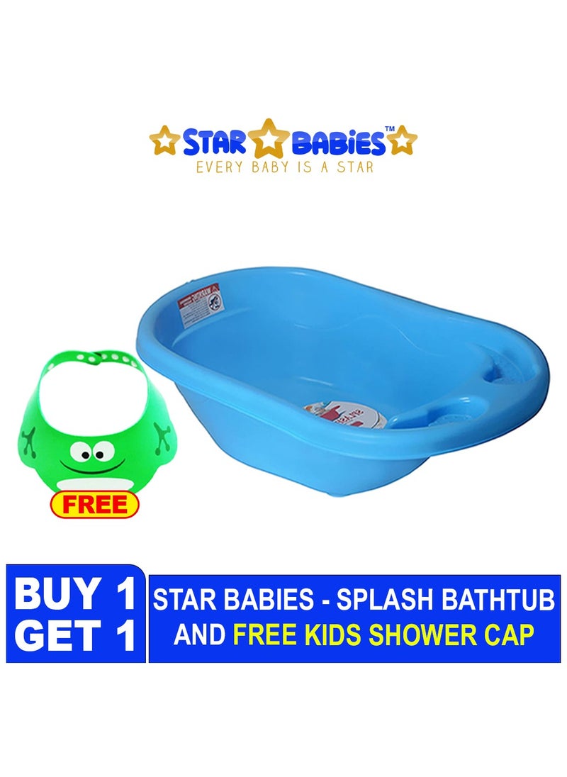 Sunbaby Buy 1 Get 1 (Splash bath tub with kids shower cap - Blue/Green