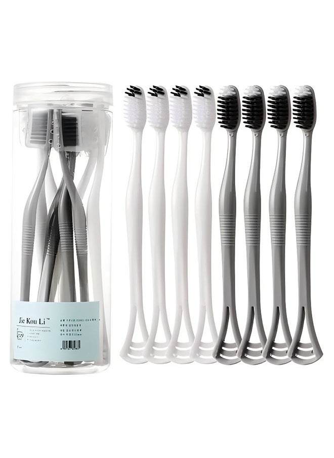 8 Pack Extra Soft Toothbrush For Adult, 2 In 1 Soft Bristle Toothbrush With Tongue Scraper For Sensitive Gums And Teeth