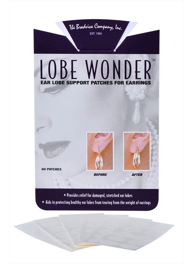 The ORIGINAL Ear Lobe Support Patch for Pierced Ears - Eliminates the Look of Torn or Stretched Piercings - Protects Healthy Ear Lobes from Tearing - 60 Patches - Clear & Latex-Free