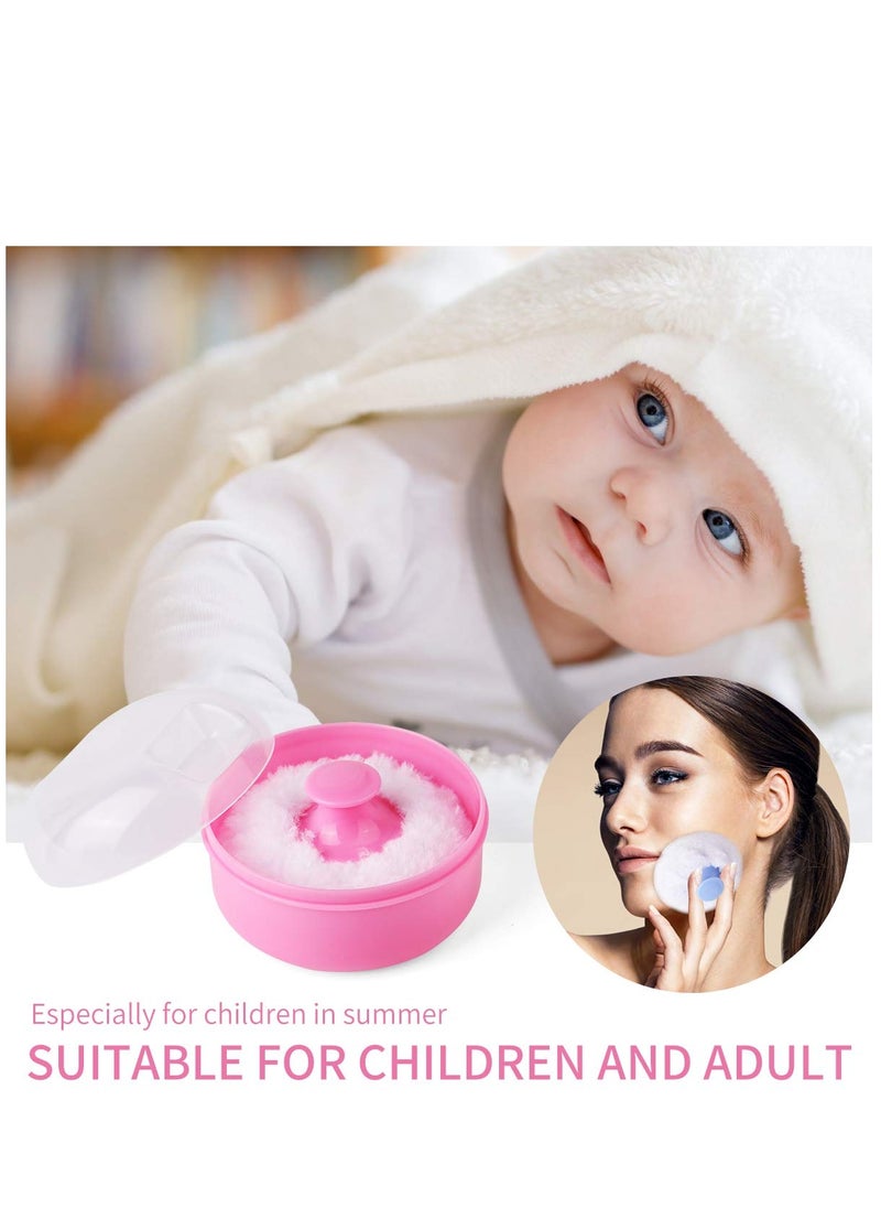 Storage Body Powder Container, Fluffy Body After-bath Powder Case, Baby Care Face/Body Villus Powder Puff Box, Makeup Cosmetic Talcum Powder Container with Hand Holder 2pcs