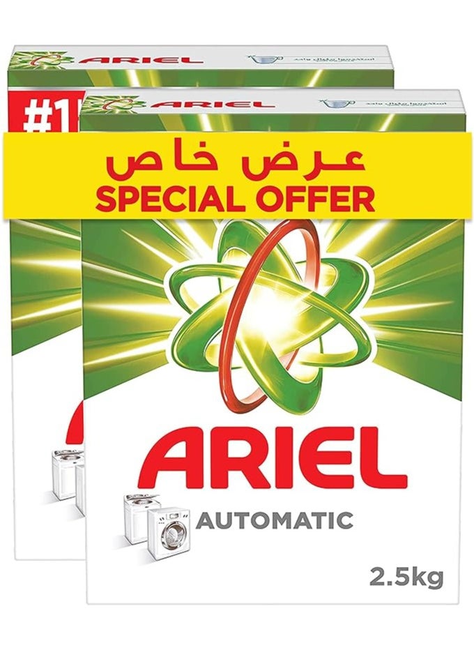 Ariel Automatic Laundry Detergent Powder, Original Scent, Stain-Free Clean Laundry, Washing Powder, Dual Pack, 2.5Kg