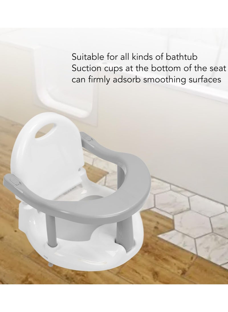 Foldable Baby Bath Ring Seat with Non-Slip Suction Cups, Adjustable Baby Bathtub Seat, Tummy Time Folding Shower Chair, Anti-Dumping Bath Safety Stool for 6-18 Months Infants, Toddlers, Boys & Girls, Non-Flip Design