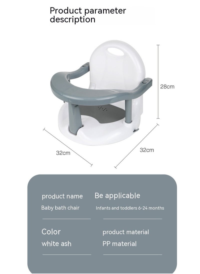 Foldable Baby Bath Ring Seat with Non-Slip Suction Cups, Adjustable Baby Bathtub Seat, Tummy Time Folding Shower Chair, Anti-Dumping Bath Safety Stool for 6-18 Months Infants, Toddlers, Boys & Girls, Non-Flip Design