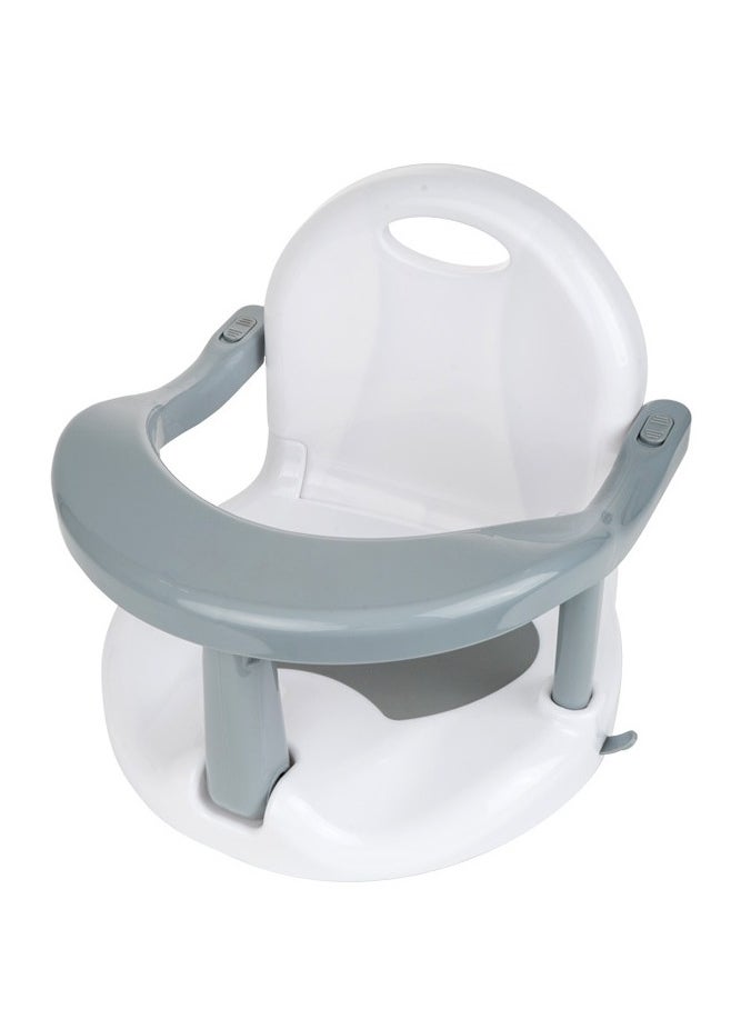 Foldable Baby Bath Ring Seat with Non-Slip Suction Cups, Adjustable Baby Bathtub Seat, Tummy Time Folding Shower Chair, Anti-Dumping Bath Safety Stool for 6-18 Months Infants, Toddlers, Boys & Girls, Non-Flip Design