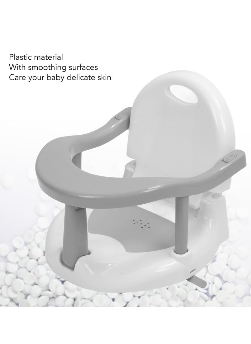 Foldable Baby Bath Ring Seat with Non-Slip Suction Cups, Adjustable Baby Bathtub Seat, Tummy Time Folding Shower Chair, Anti-Dumping Bath Safety Stool for 6-18 Months Infants, Toddlers, Boys & Girls, Non-Flip Design