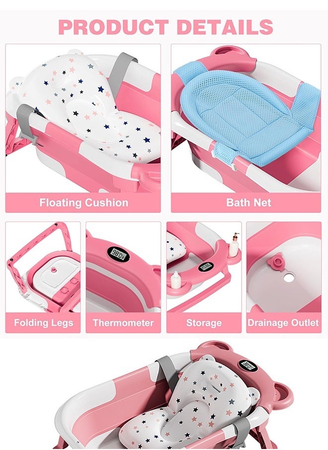 Baby bathtub with temperature display Foldable portable bathtub Suitable for babies from 0 to 36 months