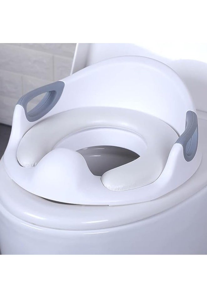 Adjustable Kids Potty Training Seat for Toddlers with 3 Soft Cushion And Handles for Extra SafityToilet Trainer Backrest & Splash Guard-Fits Round & Oval Toilets for Boys & Girls