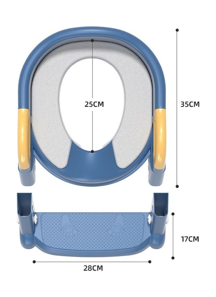 Children's toilet ladder baby assistant staircase foldable toilet ring (PVC Ped) (PVC Ped) Colour:Gray