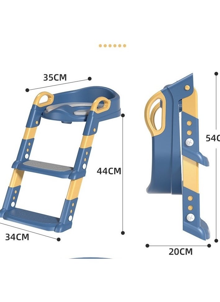 Children's toilet ladder baby assistant staircase foldable toilet ring (PVC Ped) (PVC Ped) Colour:Gray