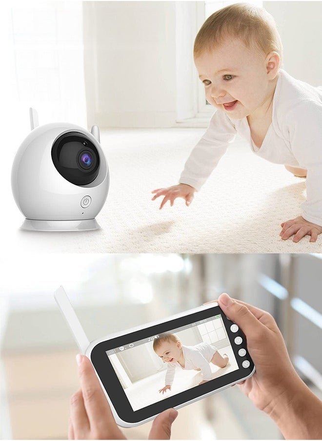 Baby Monitor with Camera Audio 4.3 Inch Display 360° Rotation Range 8 Lullaby Monitor for Babies and Elderly