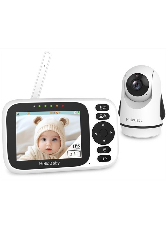 Baby Monitor with 3.2'' IPS Screen - Baby Camera Monitor with Remote Pan-Tilt-Zoom Camera No WiFi, Infrared Night Vision, 1000ft Wireless Connection