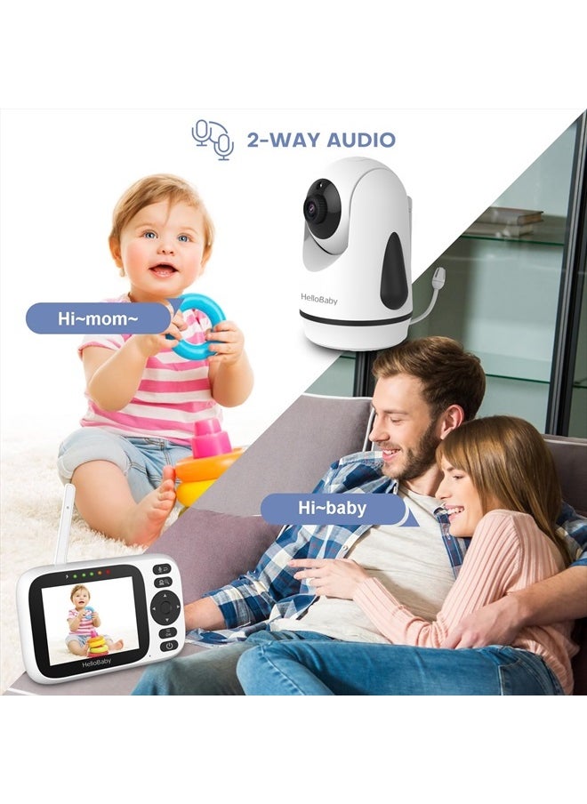 Baby Monitor with 3.2'' IPS Screen - Baby Camera Monitor with Remote Pan-Tilt-Zoom Camera No WiFi, Infrared Night Vision, 1000ft Wireless Connection