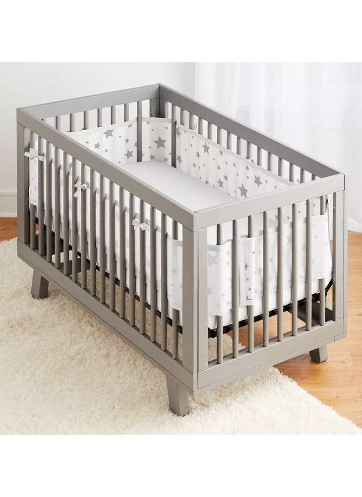 Baby Crib Bumper Set - Breathable Mesh Bedside Protector, Anti-Collision Cotton Cot Liner, Baby Bed Rail Guard, Bedside Safety Fence, 2 Pieces - 340x28cm + 160x30cm, Newborn Baby Bed Safety Protector