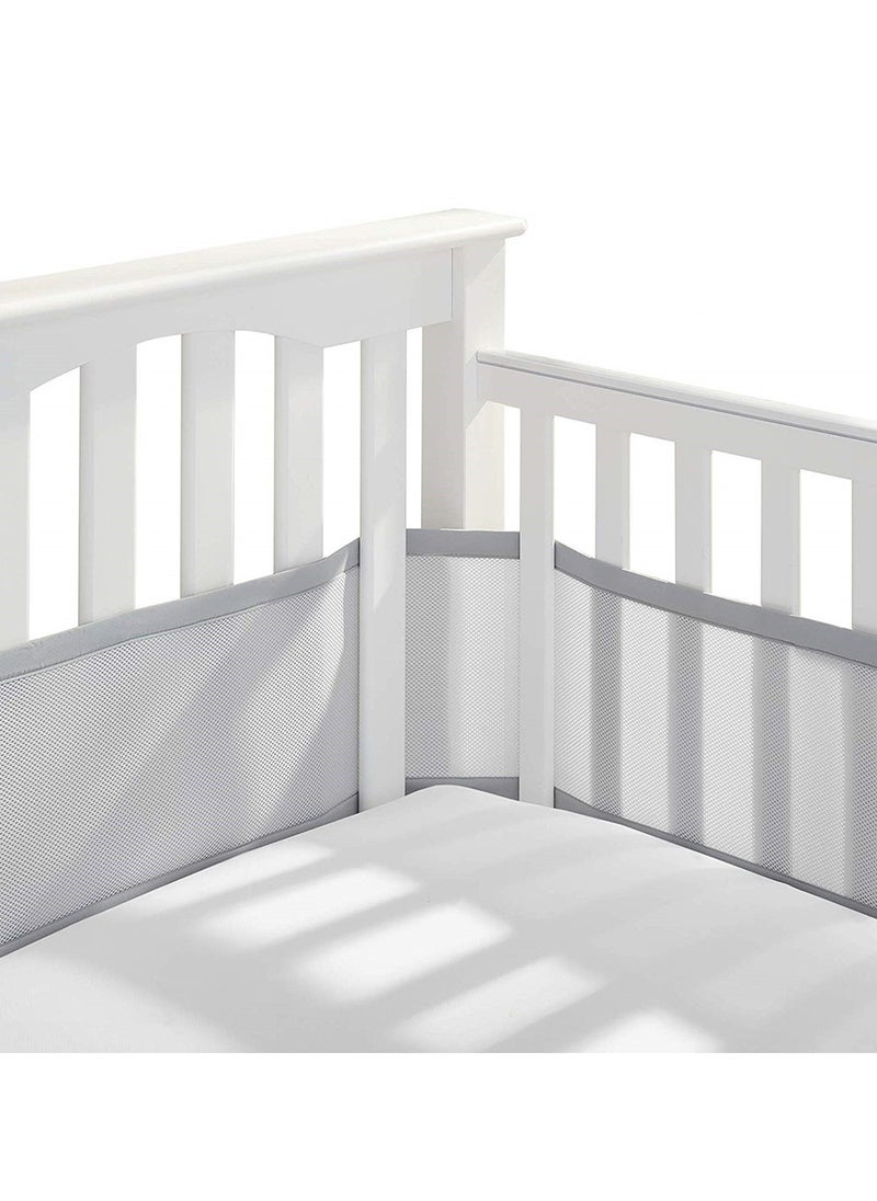 Baby Crib Bumper Set - Breathable Mesh Bedside Protector, Anti-Collision Cotton Cot Liner, Baby Bed Rail Guard, Bedside Safety Fence, 2 Pieces - 340x28cm + 160x30cm, Newborn Baby Bed Safety Protector
