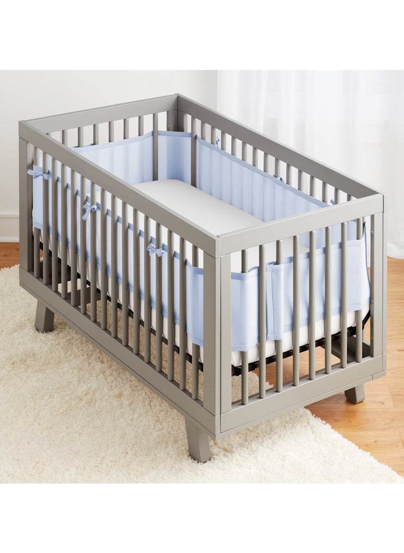 Baby Crib Bumper Set - Breathable Mesh Bedside Protector, Anti-Collision Cotton Cot Liner, Baby Bed Rail Guard, Bedside Safety Fence, 2 Pieces - 340x28cm + 160x30cm, Newborn Baby Bed Safety Protector