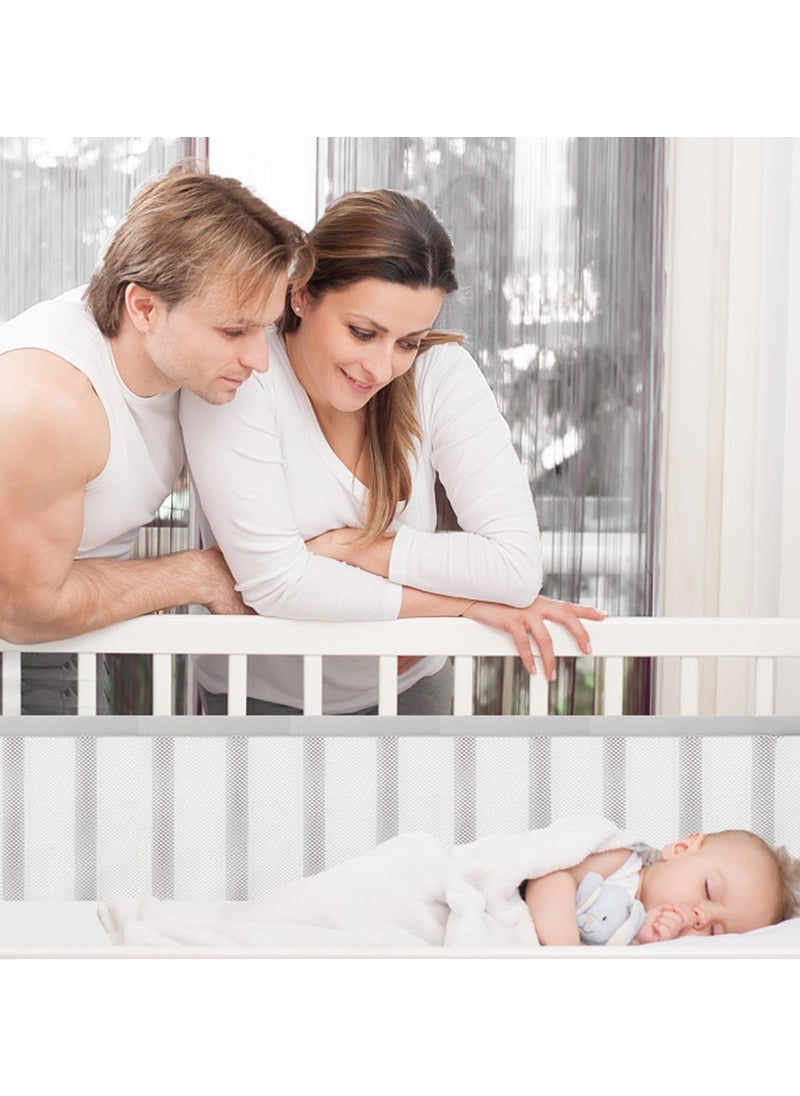 Baby Crib Bumper Set - Breathable Mesh Bedside Protector, Anti-Collision Cotton Cot Liner, Baby Bed Rail Guard, Bedside Safety Fence, 2 Pieces - 340x28cm + 160x30cm, Newborn Baby Bed Safety Protector