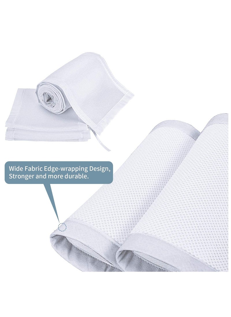 Baby Crib Bumper Set - Breathable Mesh Bedside Protector, Anti-Collision Cotton Cot Liner, Baby Bed Rail Guard, Bedside Safety Fence, 2 Pieces - 340x28cm + 160x30cm, Newborn Baby Bed Safety Protector