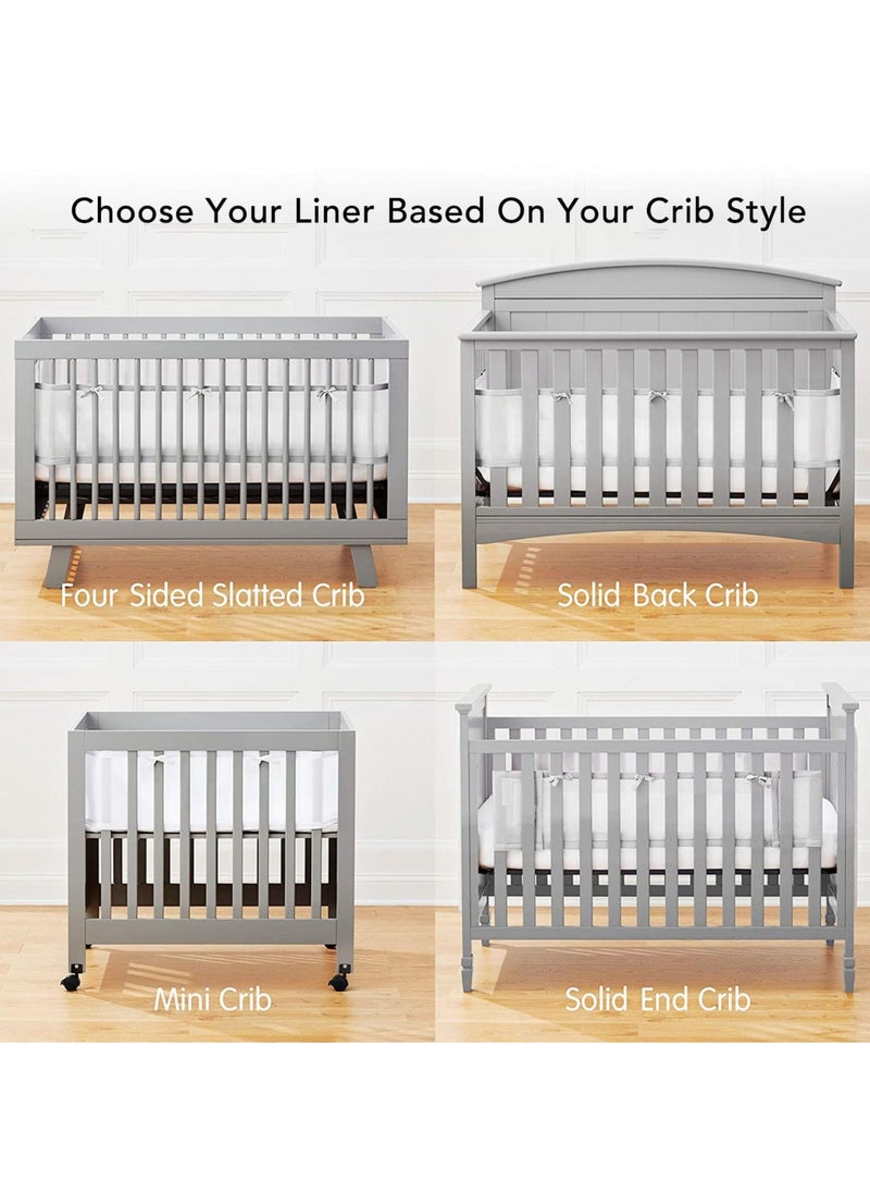 Baby Crib Bumper Set - Breathable Mesh Bedside Protector, Anti-Collision Cotton Cot Liner, Baby Bed Rail Guard, Bedside Safety Fence, 2 Pieces - 340x28cm + 160x30cm, Newborn Baby Bed Safety Protector