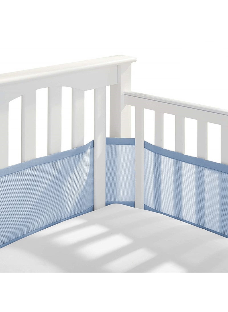 Baby Crib Bumper Set - Breathable Mesh Bedside Protector, Anti-Collision Cotton Cot Liner, Baby Bed Rail Guard, Bedside Safety Fence, 2 Pieces - 340x28cm + 160x30cm, Newborn Baby Bed Safety Protector