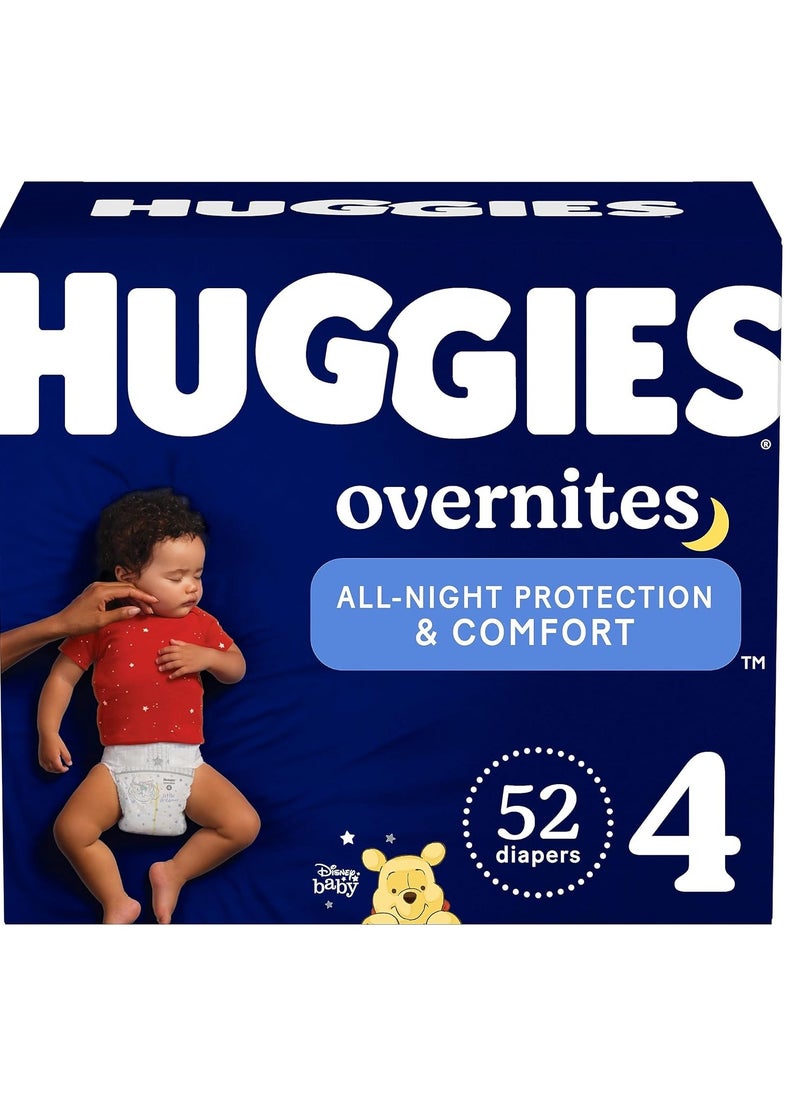 Huggies Size 4 Overnites Baby Diapers: Overnight Diapers, Size 4 (22-37 lbs), 52 Ct