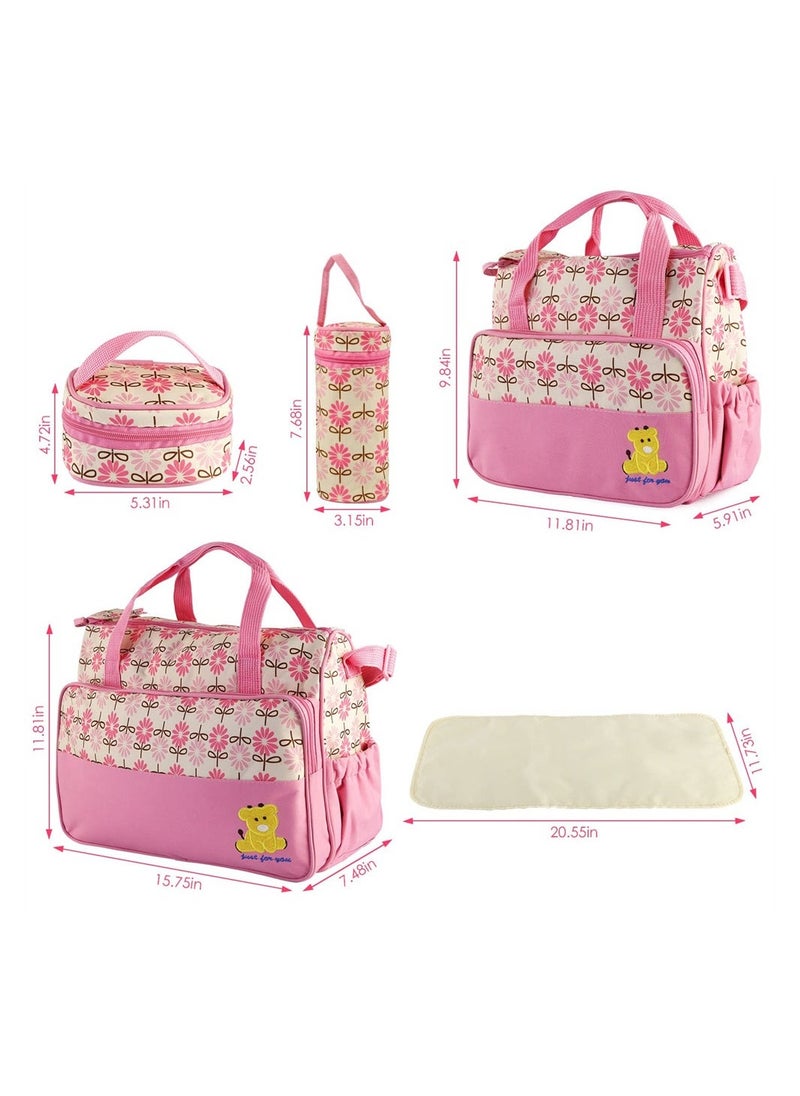 5in1 Multifunctional Baby Diaper Bag Portable Organizer Maternity Handbag for Boys Girls Stylish Pink Storage Solution