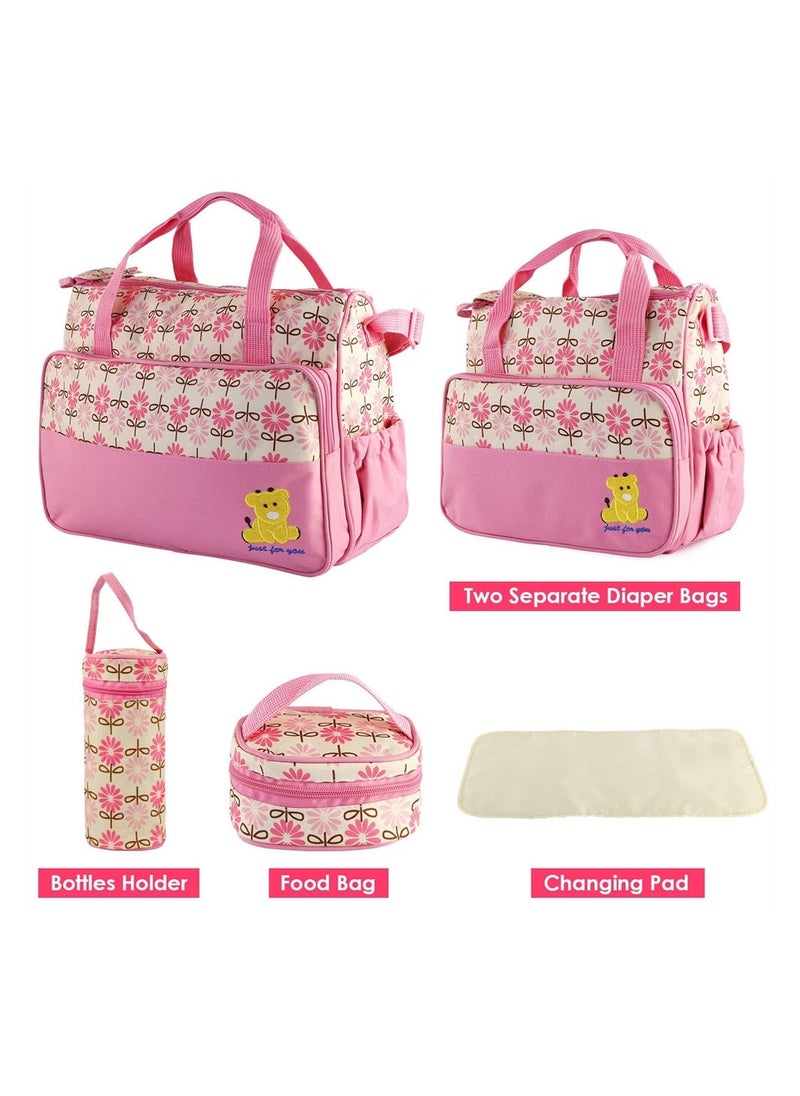 5in1 Multifunctional Baby Diaper Bag Portable Organizer Maternity Handbag for Boys Girls Stylish Pink Storage Solution