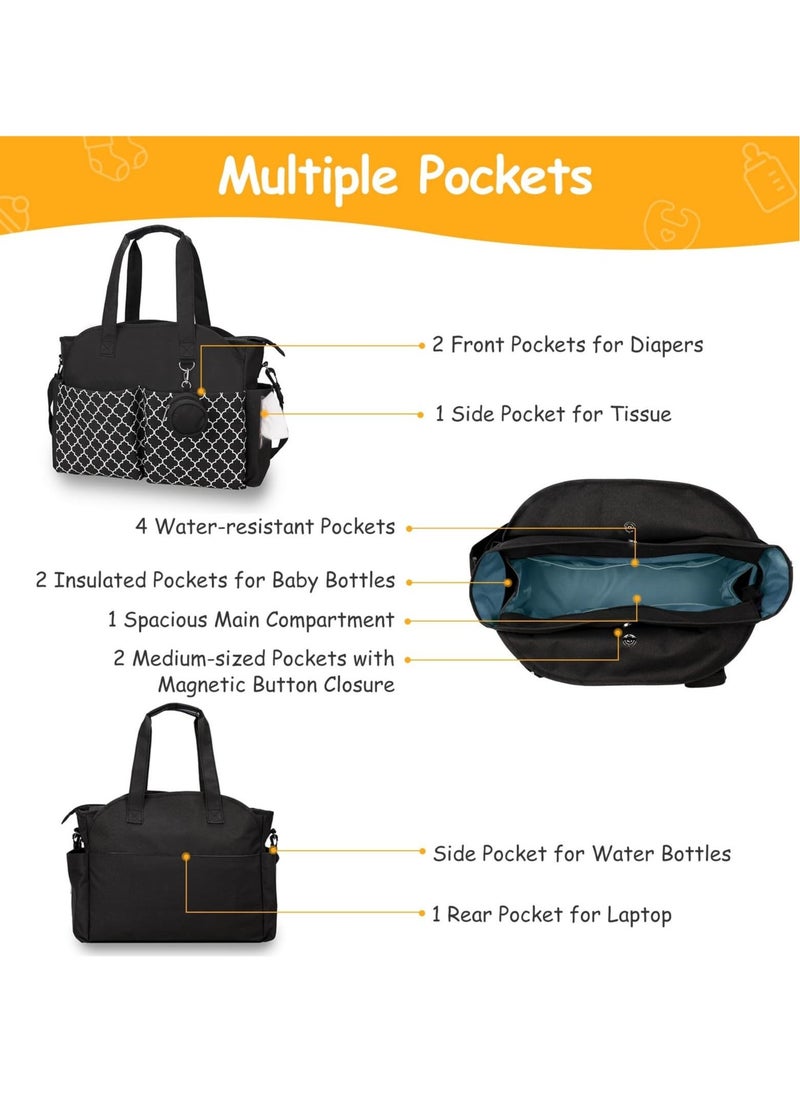 Diaper Bag, Tote Baby Diaper Bag, Large Baby Bags for Mom with Changing Station Multifunction Travel Diaper Bag