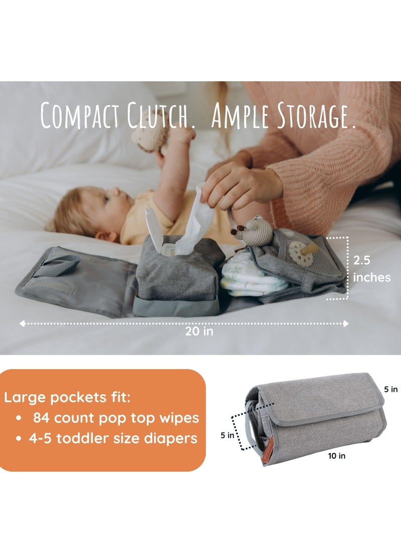 Diaper Clutch Trifold Compact Diaper Bag and Hanging Baby Toiletry Bag Portable Handheld Baby Diaper Changing Kit