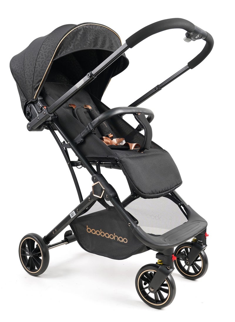 Baby reversible stroller, lightweight and easy to store, can be taken on the plane. Single-handedly towable children's stroller, can lie flat.