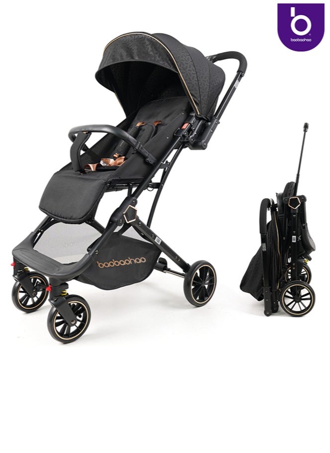 Baby reversible stroller, lightweight and easy to store, can be taken on the plane. Single-handedly towable children's stroller, can lie flat.