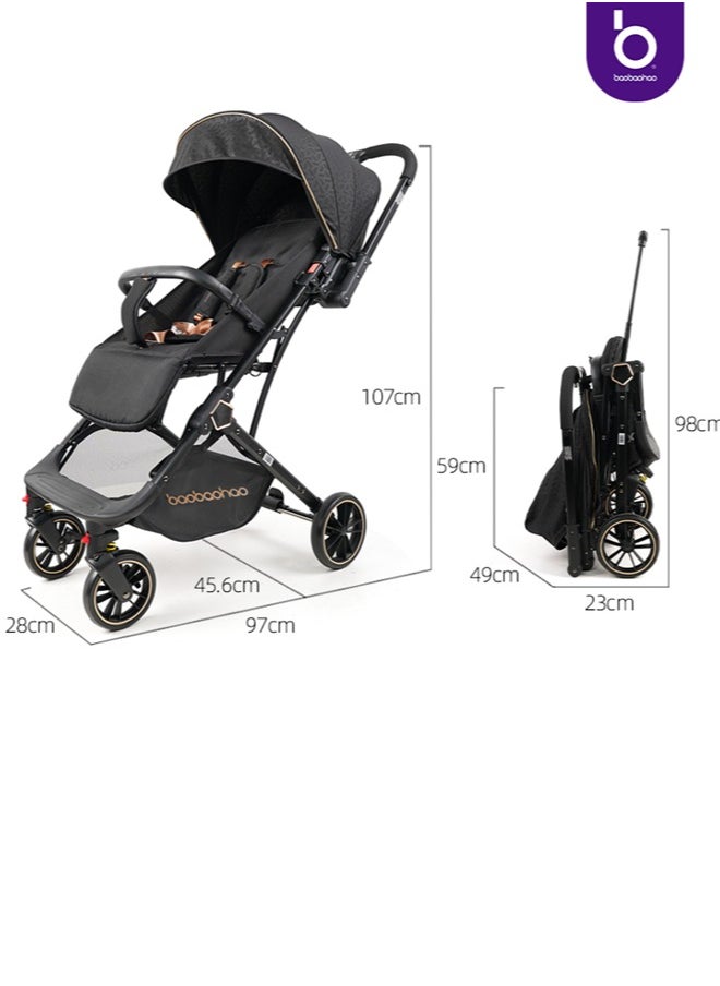 Baby reversible stroller, lightweight and easy to store, can be taken on the plane. Single-handedly towable children's stroller, can lie flat.