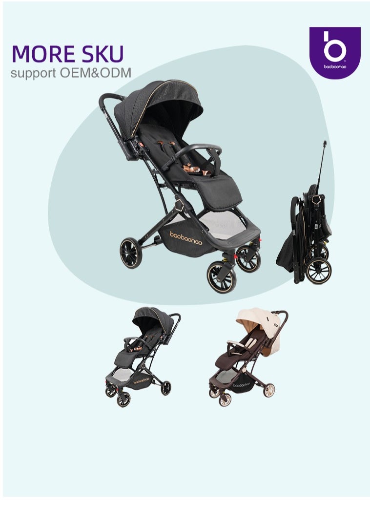 Baby reversible stroller, lightweight and easy to store, can be taken on the plane. Single-handedly towable children's stroller, can lie flat.