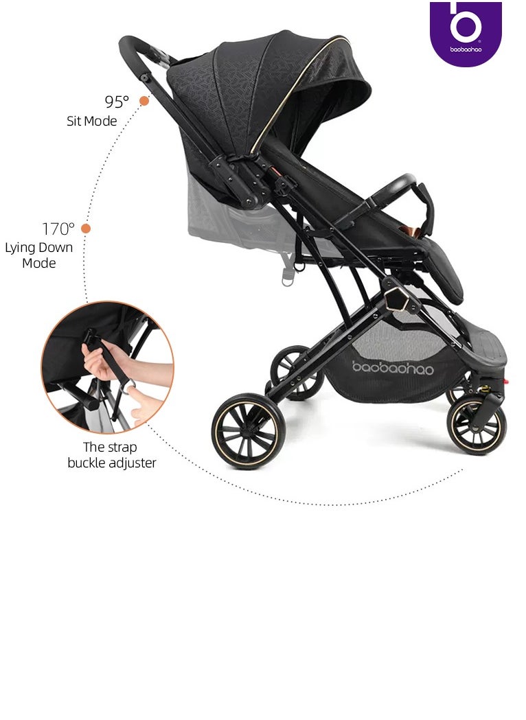 Baby reversible stroller, lightweight and easy to store, can be taken on the plane. Single-handedly towable children's stroller, can lie flat.