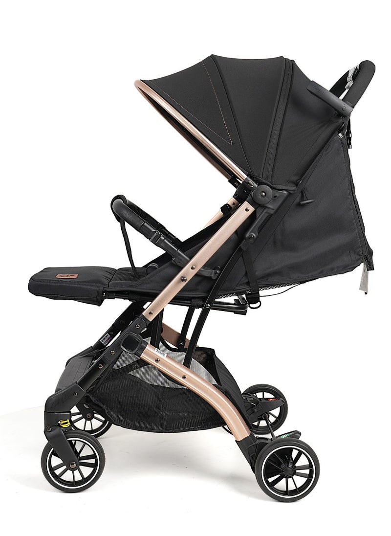 Aluminum alloy frame stroller can be used for sitting and lying down. It can be folded with one key for newborns aged 0-3. Baby stroller.