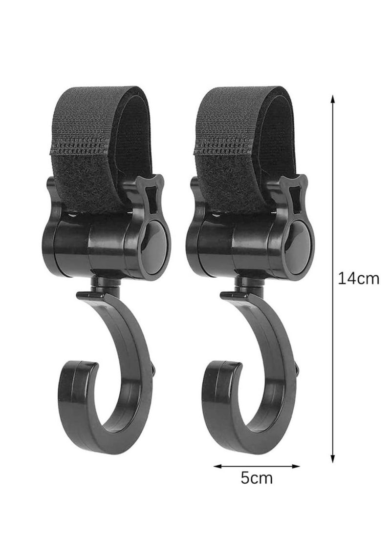 Pram Hooks, Buggy Clips Stroller Hook with Closure for Changing Bags, Attachment to Your Shopping Bags Securely on the Pushchair Pack of 4