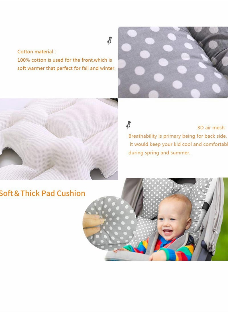 Baby Car Seat Cushion for Stroller and Car Seat, Baby Stroller High Car Chair Seat Liner Mat, Universal Padding Liner Child Car Safety Seat Cushion, Double Sides UseGray Point