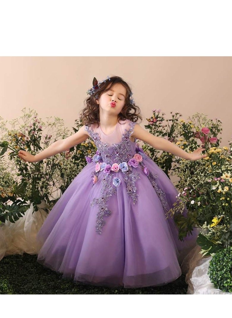 Light Purple Performance Dress, Fluffy Skirt, Piano Performance, Purple Birthday Dress