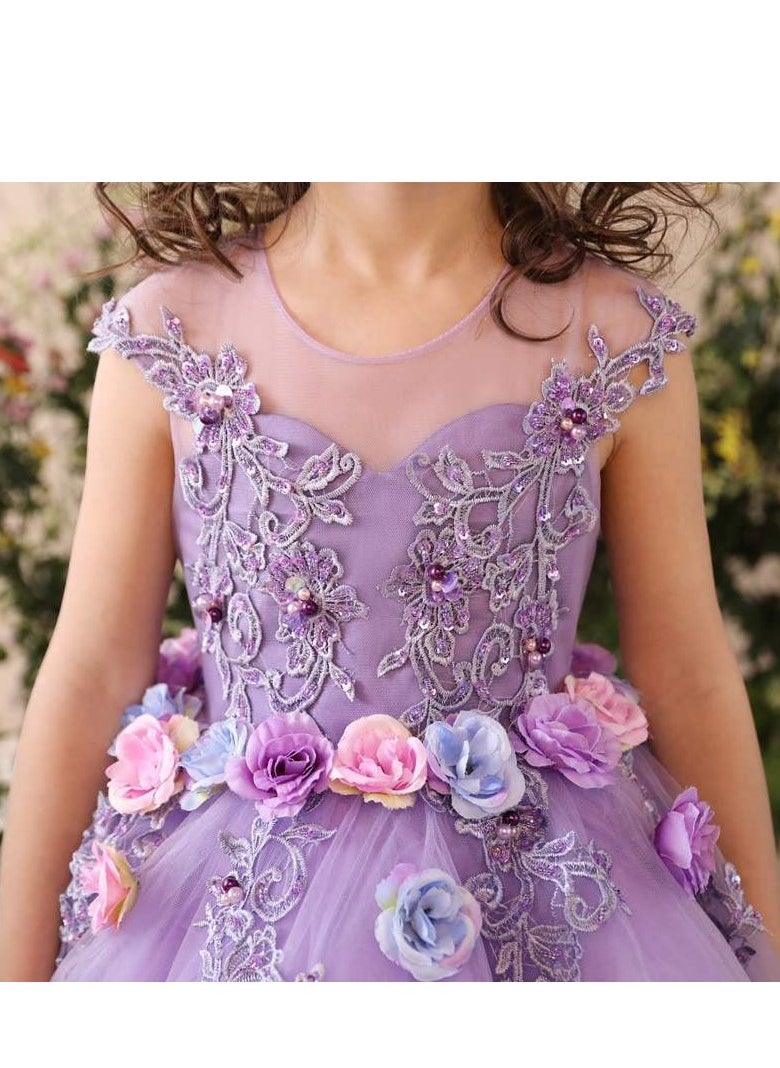 Light Purple Performance Dress, Fluffy Skirt, Piano Performance, Purple Birthday Dress