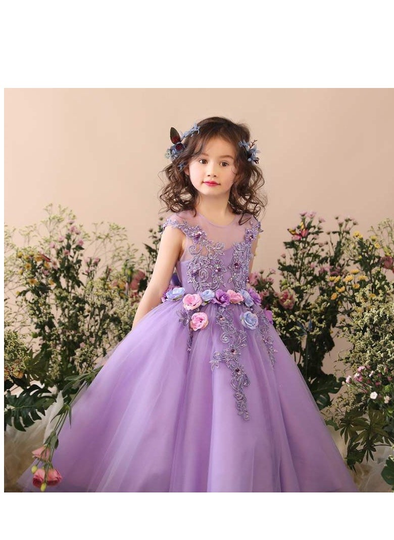 Light Purple Performance Dress, Fluffy Skirt, Piano Performance, Purple Birthday Dress