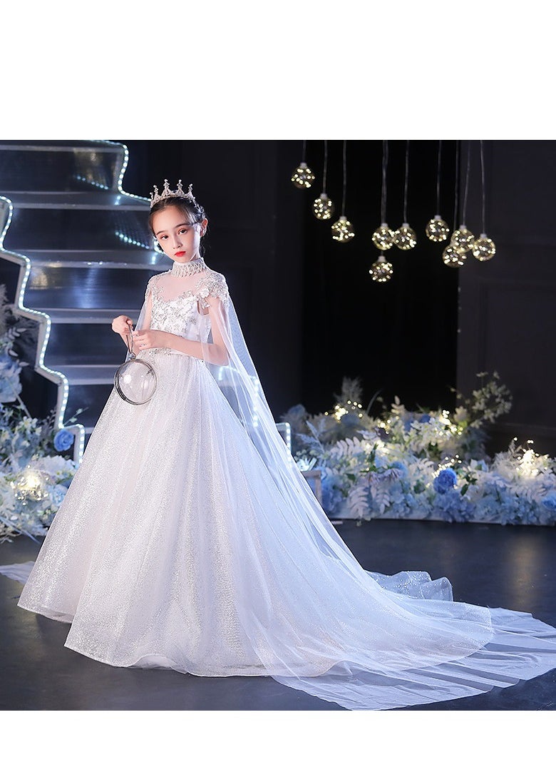 Children's Tail Evening Dress Princess Dress Wedding Dress Piano Performance Dress