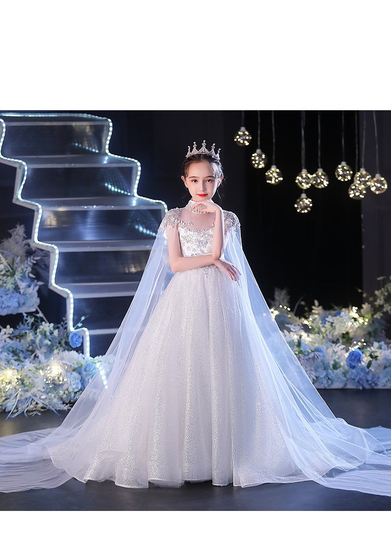 Children's Tail Evening Dress Princess Dress Wedding Dress Piano Performance Dress