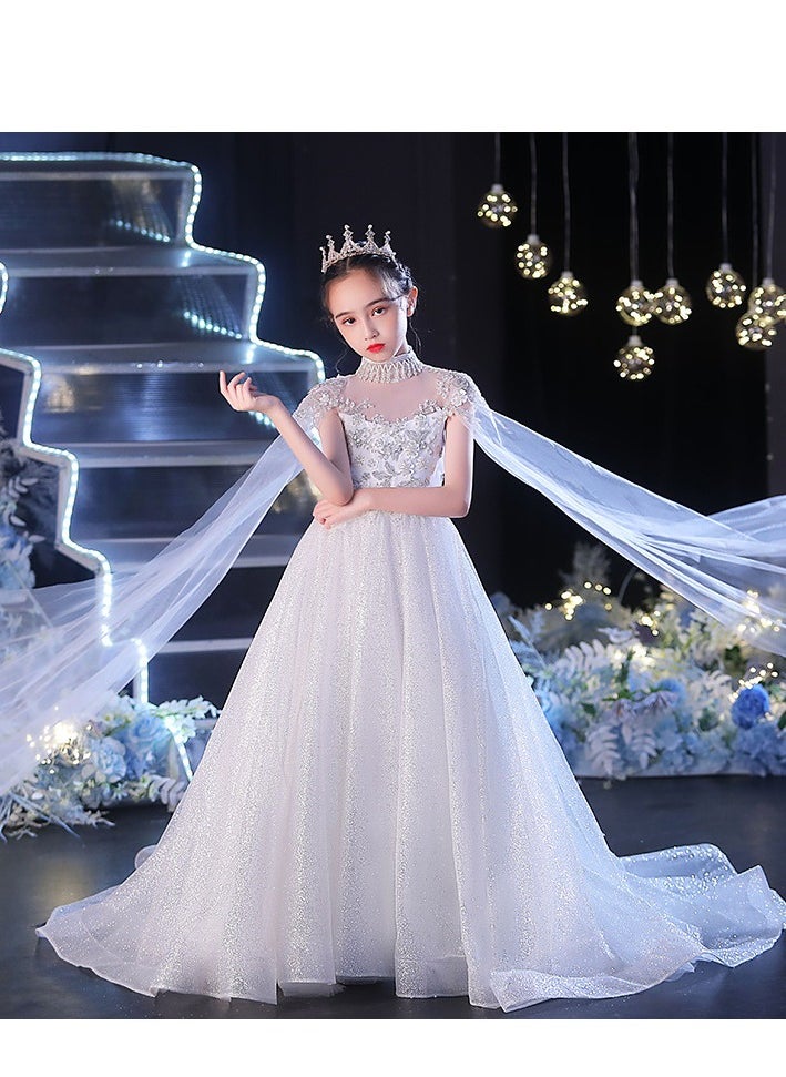 Children's Tail Evening Dress Princess Dress Wedding Dress Piano Performance Dress