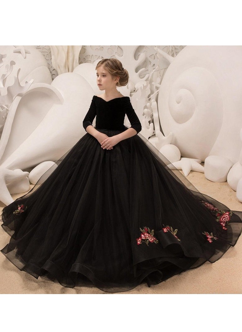 Children's Big Tail Evening Dress, Children's Princess Dress, Fashion Show Dress