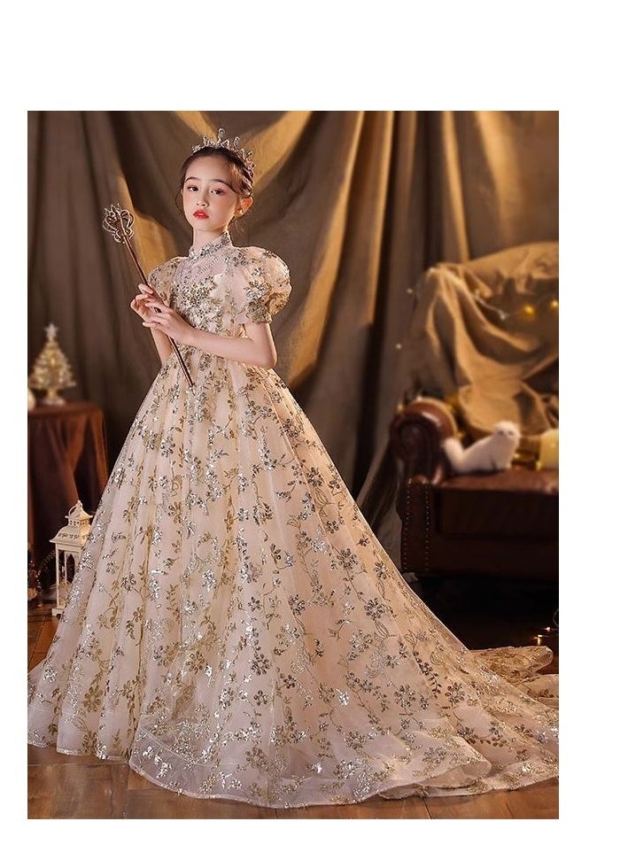 Children's Evening Dress, High-End Princess Dress, High-End Piano Performance Costume